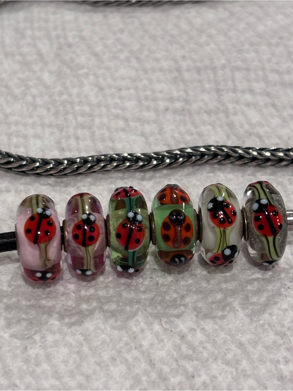 Trollbeads ladybug 🐞 beads& 2 necklaces lot w/locks